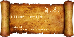 Milkó Attila névjegykártya